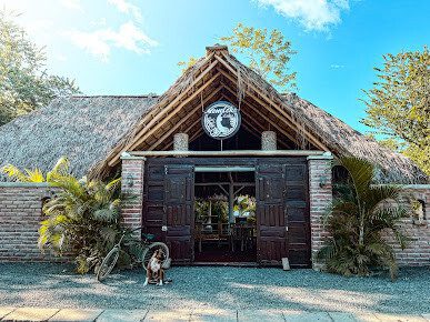 Monoloko Lodge's wooden bungalows nestled in lush tropical gardens near Playa Santana, Nicaragua