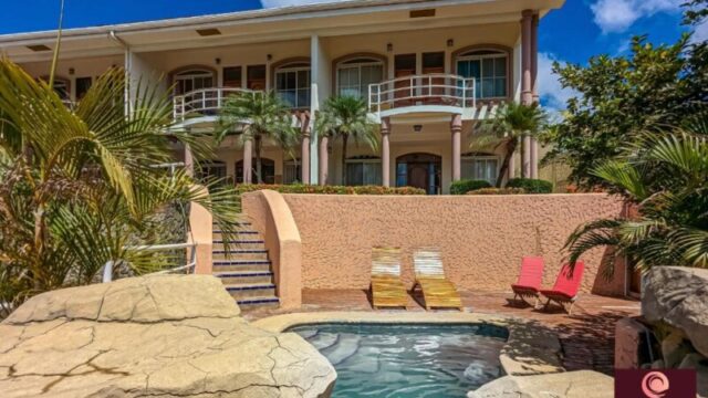 Exterior view of Casa Esperanza SJDS with private plunge pool and ocean views in La Talanguera, San Juan del Sur