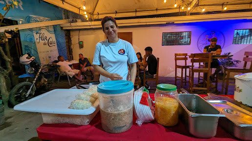 Outdoor dining area at El Capricho JC with traditional Nicaraguan dishes in San Juan del Sur