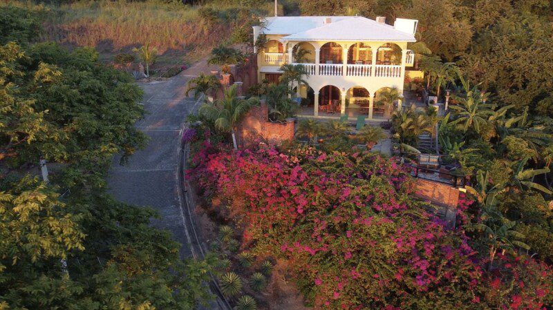 Exterior view of The Sea House with private pool overlooking the Pacific Ocean in San Juan del Sur