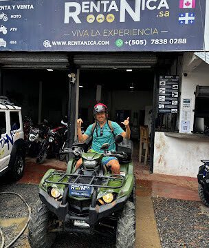 Suzuki Jimny and Honda Talon UTVs parked at RentaNica shop in San Juan del Sur
