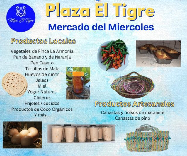 Local produce and artisan crafts on display at Plaza El Tigre Wednesday Market in San Juan del Sur, Nicaragua