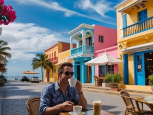 Un expatriado tomando café en una cafetería en San Juan del Sur: el verdadero coste de la vida nicaragüense para los expatriados