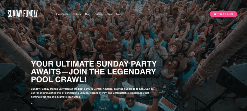 Sunday Funday Pool Crawl Image of crowd of partygoers