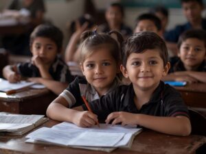 Niños nicaragüenses en el aula, escuela en Nicaragua – edad escolar en Nicaragua.