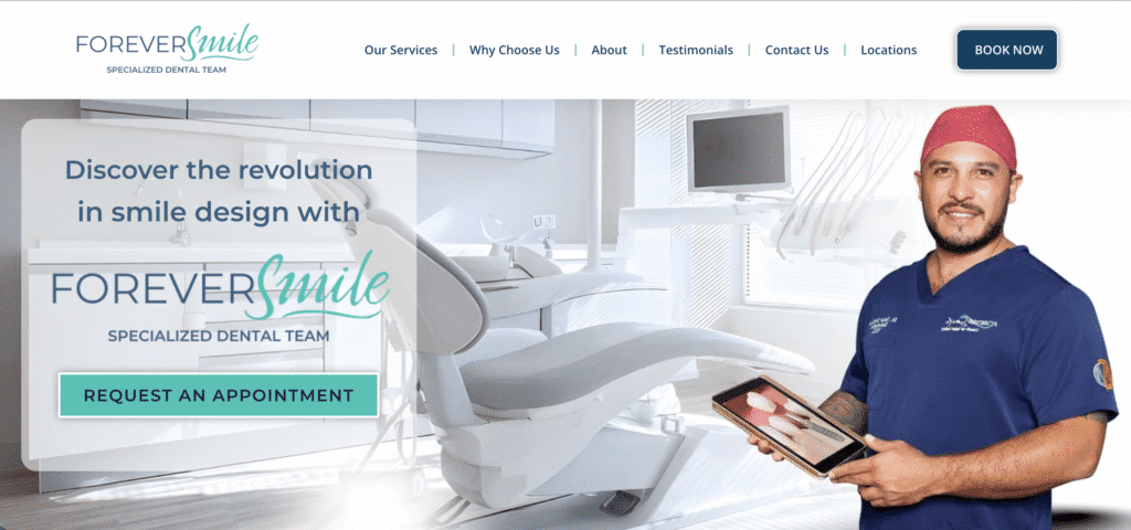 NicaSeeker Premium Featured Page e.g.Forever Smile Dentists have their own branded website on NicaSeeker