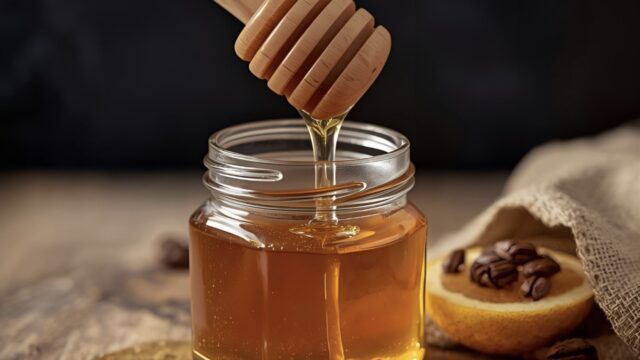 Honey Leonardo natural honey pot with floral decoration