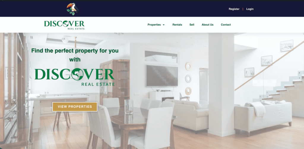 Discover Real Estate Featured Page on NicaSeeker - image of the website landing page