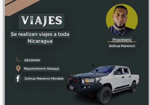 Professional driver Joshua Marenco Morales offering transport services in Niquinohomo, Masaya
